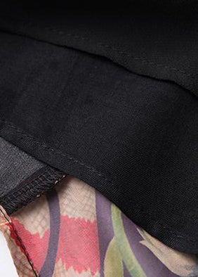 Loses Vintage-Midikleid mit gespleißtem Druck im Frühling