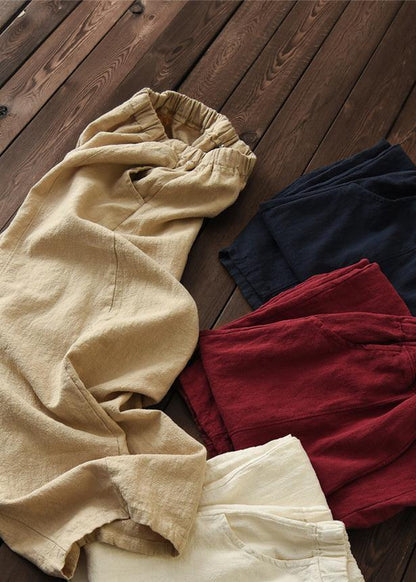 Spring cotton linen women retro ramie wild trousers women's bloomers - SooLinen