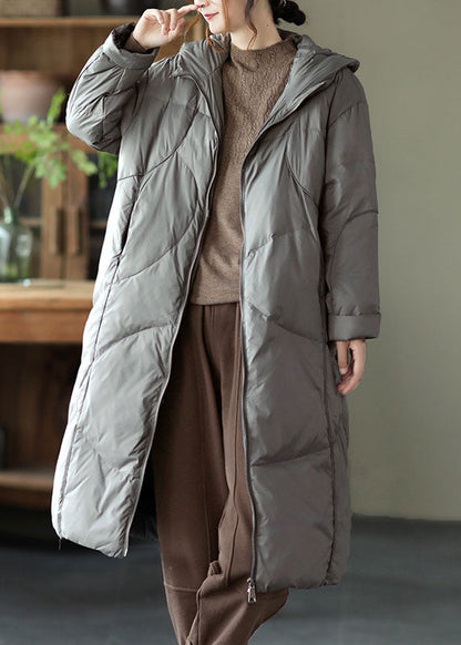 Street Grey Kapuzen-Reißverschlusstaschen Dicke Winter-Daunenmäntel