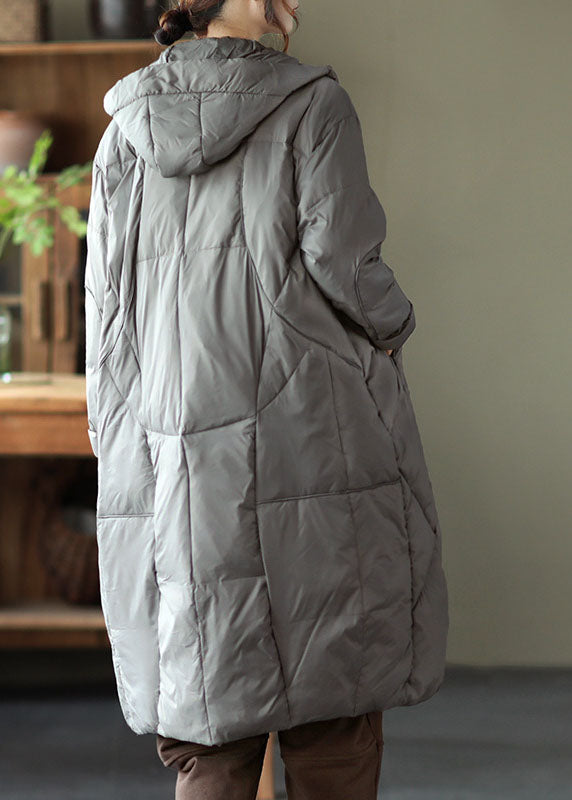 Street Grey Kapuzen-Reißverschlusstaschen Dicke Winter-Daunenmäntel