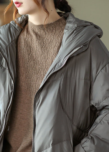 Street Grey Kapuzen-Reißverschlusstaschen Dicke Winter-Daunenmäntel