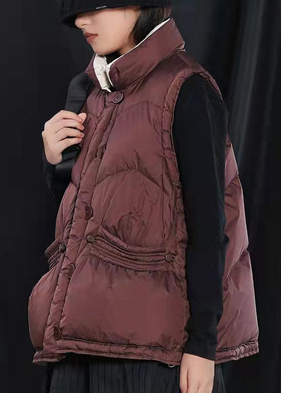 Street Mulberry Peter Pan Kragen Taschen Knopf Winter Ärmellose Daunenweste