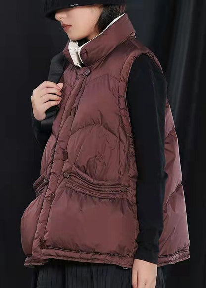 Street Mulberry Peter Pan Kragen Taschen Knopf Winter Ärmellose Daunenweste