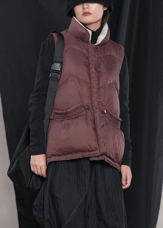 Street Mulberry Peter Pan Kragen Taschen Knopf Winter Ärmellose Daunenweste