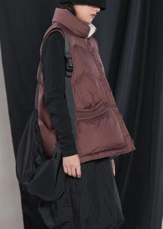 Street Mulberry Peter Pan Kragen Taschen Knopf Winter Ärmellose Daunenweste