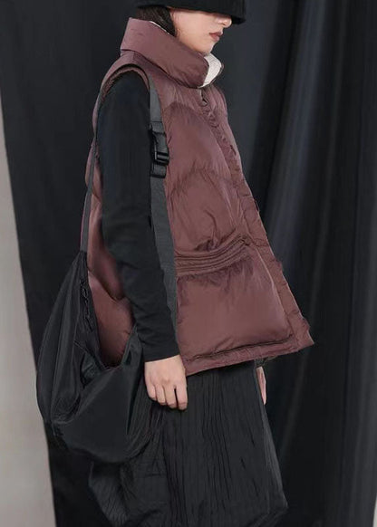 Street Mulberry Peter Pan Kragen Taschen Knopf Winter Ärmellose Daunenweste