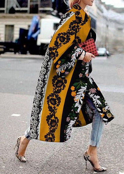 Street Rose Peter Pan Kragen Print Patchwork Herbst Langarm Mantel