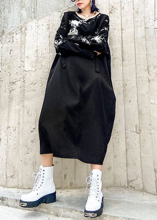 Streetwear Schwarz O-Neck print Patchwork Sweatshirt Kleider Frühling
