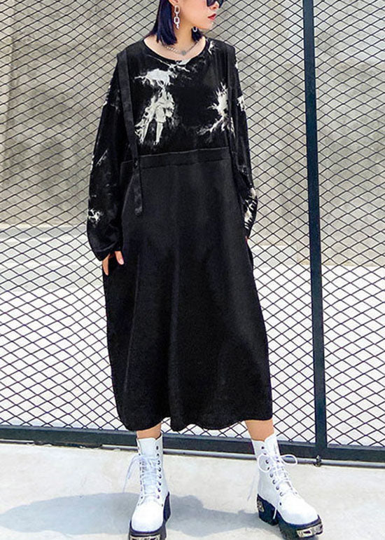 Streetwear Schwarz O-Neck print Patchwork Sweatshirt Kleider Frühling