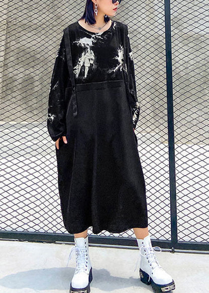 Streetwear Schwarz O-Neck print Patchwork Sweatshirt Kleider Frühling