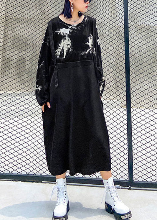 Streetwear Schwarz O-Neck print Patchwork Sweatshirt Kleider Frühling