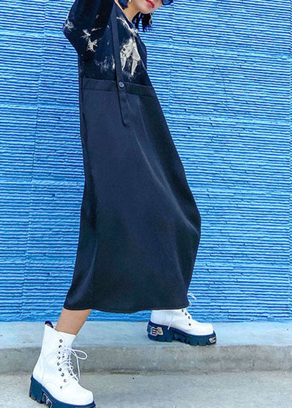 Streetwear Schwarz O-Neck print Patchwork Sweatshirt Kleider Frühling