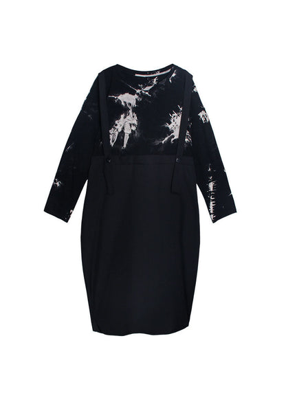 Streetwear Schwarz O-Neck print Patchwork Sweatshirt Kleider Frühling