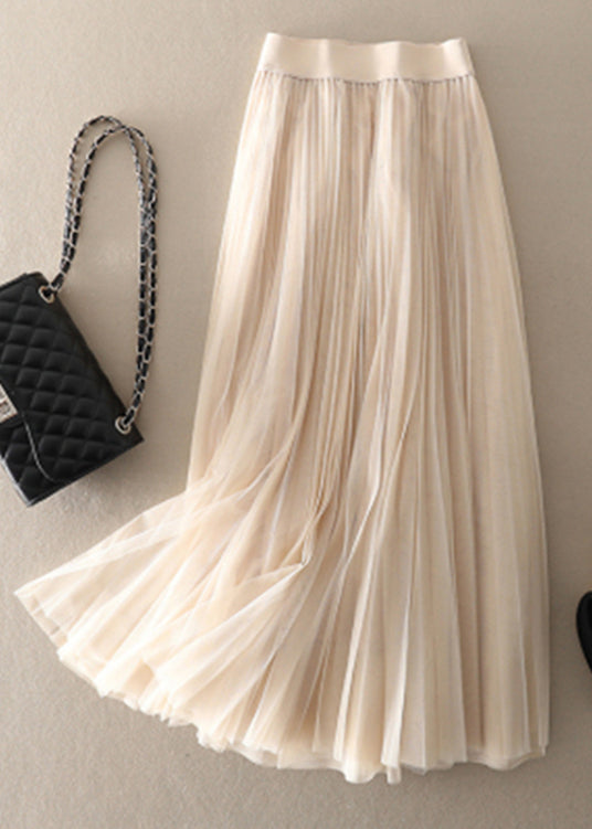 Stil Apricot faltig Patchwork Tüll Faltenrock Frühling