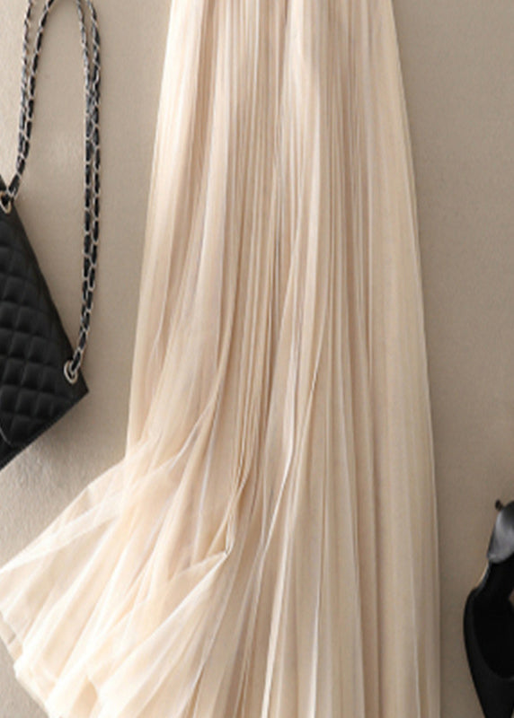 Stil Apricot faltig Patchwork Tüll Faltenrock Frühling