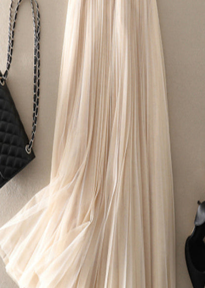 Stil Apricot faltig Patchwork Tüll Faltenrock Frühling