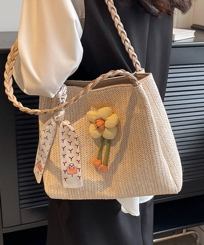 Style Beige Large Capacity Straw Woven Shoulder Bag