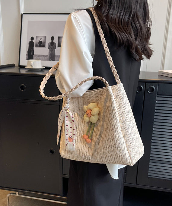 Style Beige Large Capacity Straw Woven Shoulder Bag
