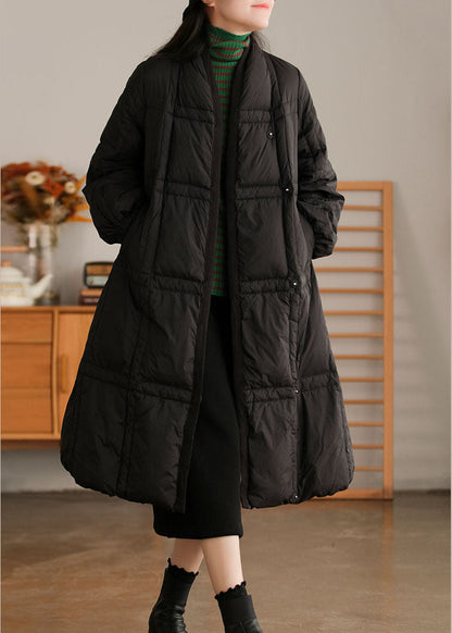 Stil Beige Stehkragen Taschen dicken Entendaunen Winter Daunenmantel