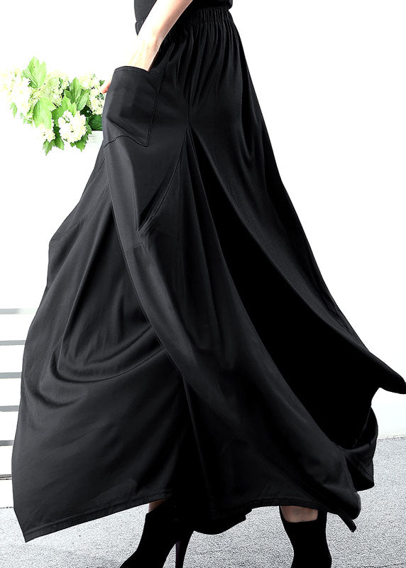 Stil Schwarz Asymmetrische Taschen Baumwolle Casual Hosen Frühling