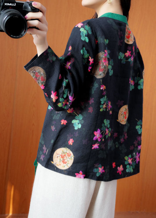 Stil Schwarze asymmetrische Print Blusen Frühling