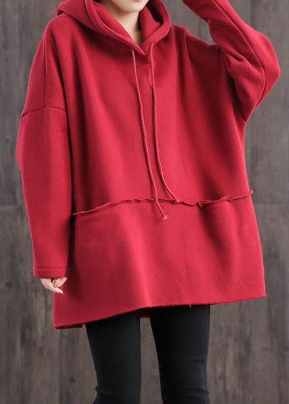 Stil Schwarz Kapuzen Kordelzug Warm Fleece Sweatshirt Winter