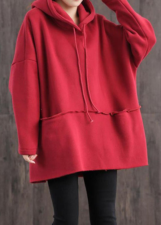 Stil Schwarz Kapuzen Kordelzug Warm Fleece Sweatshirt Winter