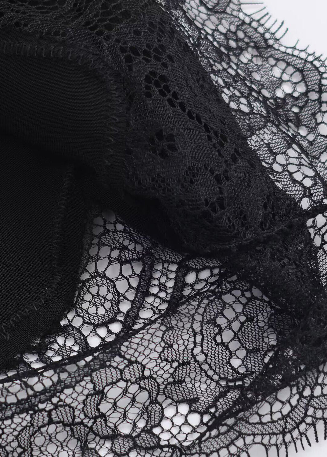 Style Black O Neck Lace Asymmetrical Patchwork Silk Shirts Long Sleeve