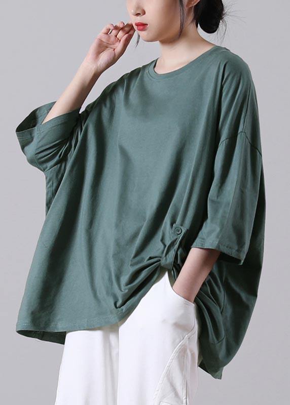 Style Black O-Neck low high design Cotton Summer Tees - SooLinen