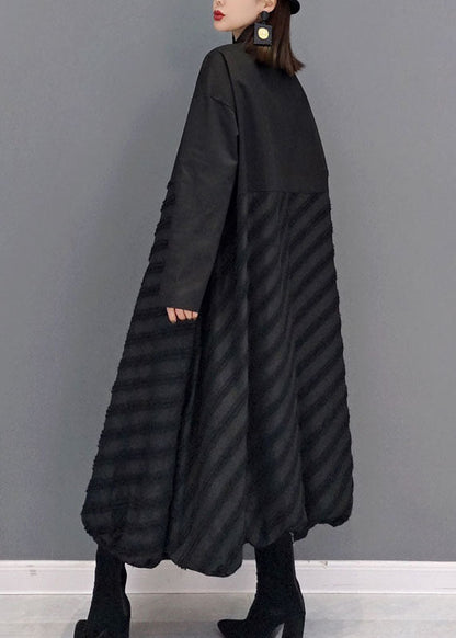 Stil Schwarz Peter Pan Kragen Patchwork Hemd Kleid Frühling