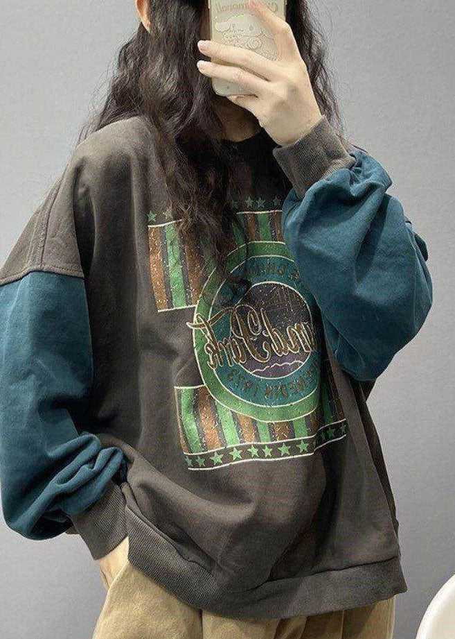 Stil: Schwarzes Baumwoll-Sweatshirt mit Print, Streetwear, Frühling