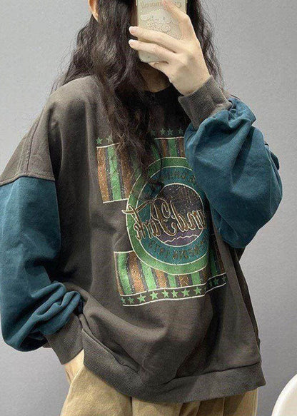 Stil: Schwarzes Baumwoll-Sweatshirt mit Print, Streetwear, Frühling