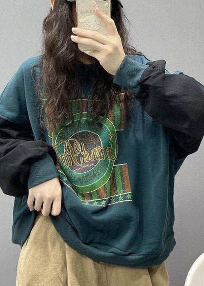 Stil: Schwarzes Baumwoll-Sweatshirt mit Print, Streetwear, Frühling