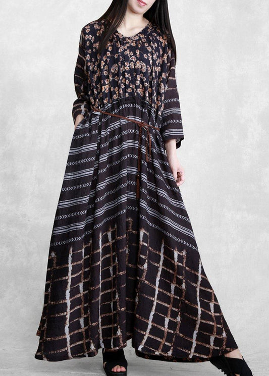 Style Black Print Long Maxi Dress - SooLinen