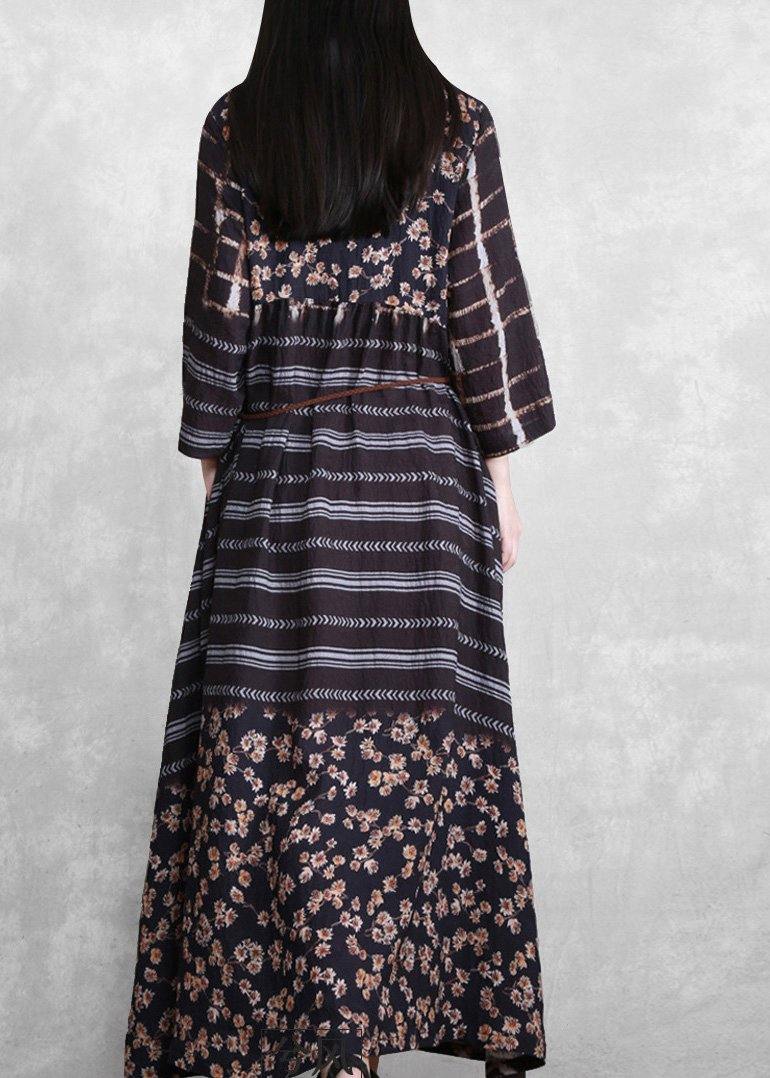 Style Black Print Long Maxi Dress - SooLinen