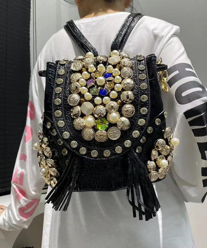 Style Black Versatile Faux Leather Zircon Shoulder Bags