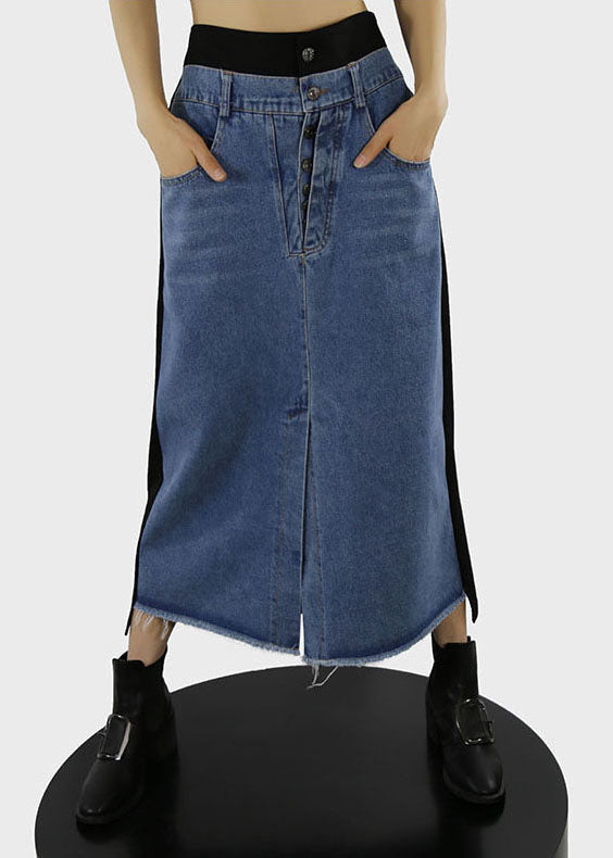 Stil Schwarz elastische taille Patchwork A Linie Röcke Frühling