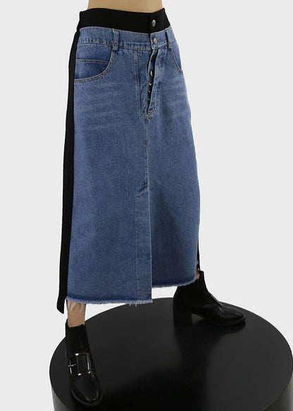 Stil Schwarz elastische taille Patchwork A Linie Röcke Frühling