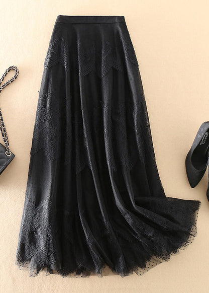 Stil Schwarz hohe taille Patchwork Spitze Röcke Frühling