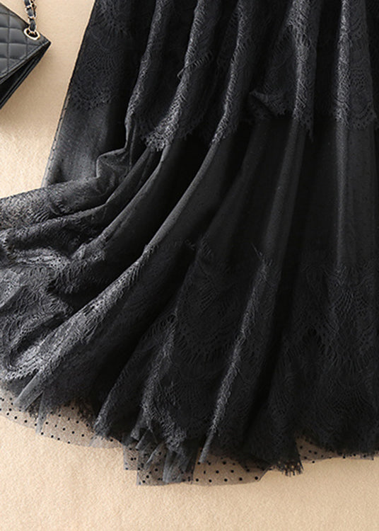 Stil Schwarz hohe taille Patchwork Spitze Röcke Frühling