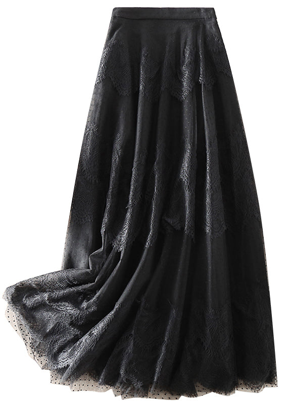 Stil Schwarz hohe taille Patchwork Spitze Röcke Frühling
