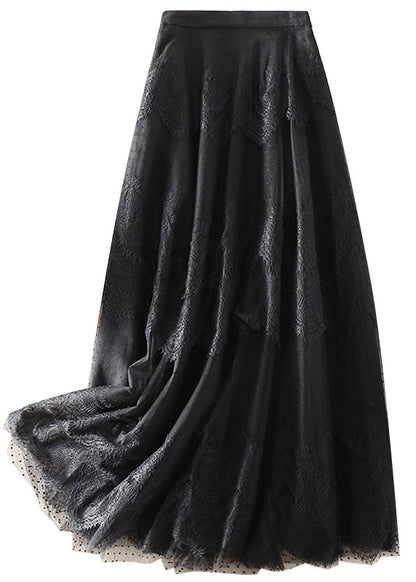 Stil Schwarz hohe taille Patchwork Spitze Röcke Frühling