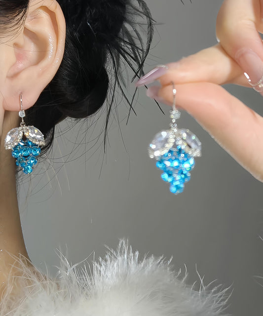 Style Blue Alloy Crystal Zircon Grapes Drop Earrings