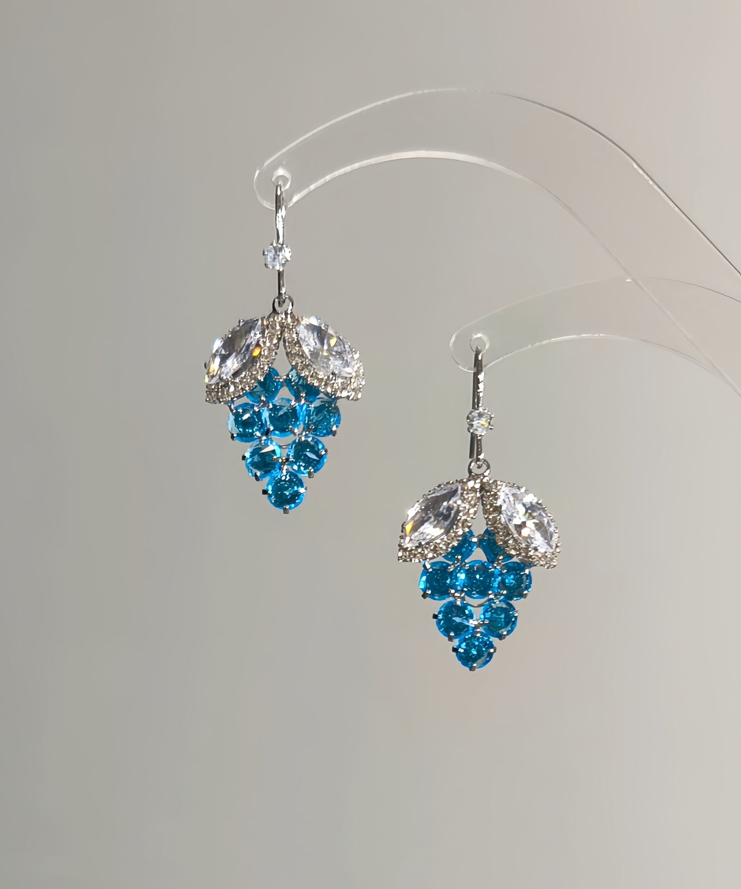 Style Blue Alloy Crystal Zircon Grapes Drop Earrings