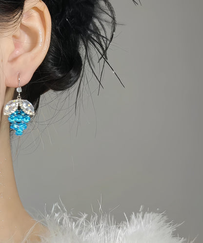Style Blue Alloy Crystal Zircon Grapes Drop Earrings