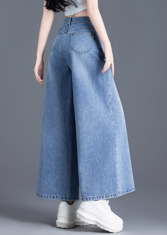 Style Blue Oversized Denim Wide Leg Pants Spring