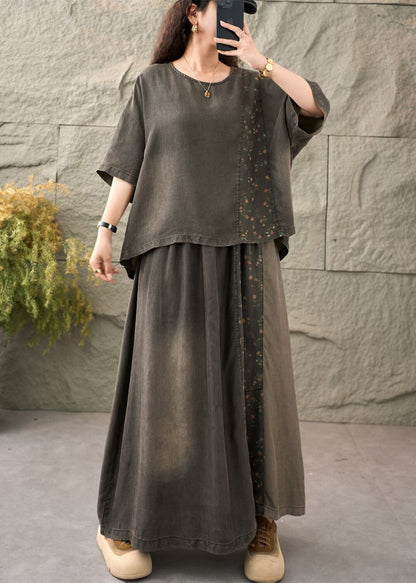 Style Blue Oversized Patchwork Denim Two Pieces Set Summer