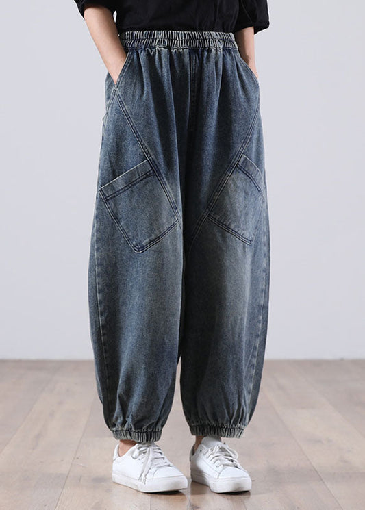 Style Blue Pockets Denim Hose Winter