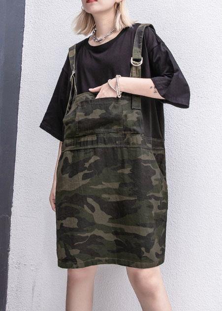 Style Camouflage Cotton clothes false two pieces Plus Size summer Dresses - SooLinen
