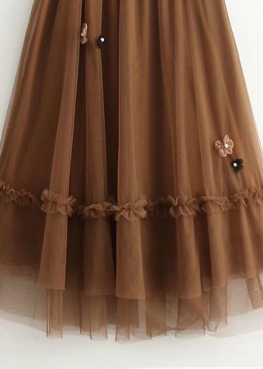 Stil Schokolade Patchwork Nagelperlen A-Linie Herbströcke